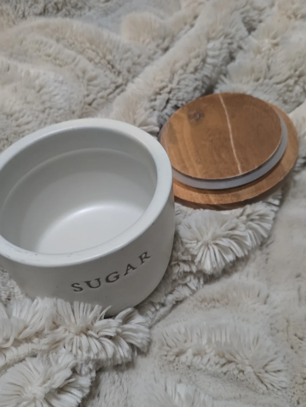 Hearth & Hand Ceramic Sugar Canister with Wooden Lid - Cream